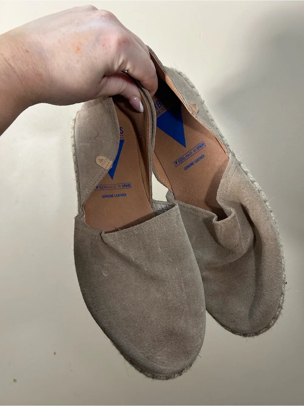 Verbenas Carmen Sand Suede Slip On Espadrille Flats Size 40 US 9